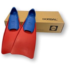 DORSAL Floating Long Swim Fins, Blue/Red, XXS (Jr. 10-12)